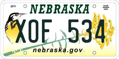 NE license plate XOF534