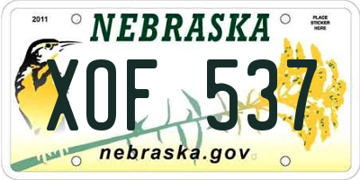 NE license plate XOF537
