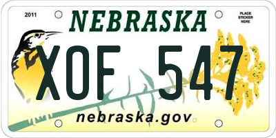 NE license plate XOF547