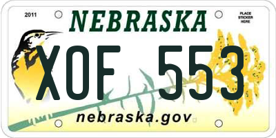 NE license plate XOF553