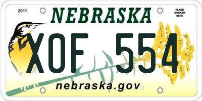NE license plate XOF554