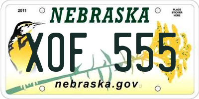 NE license plate XOF555