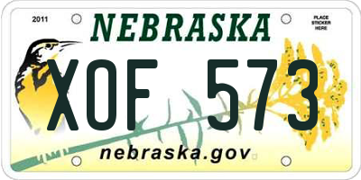 NE license plate XOF573