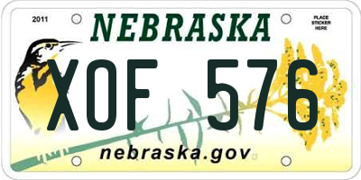 NE license plate XOF576