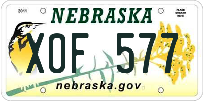 NE license plate XOF577