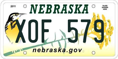 NE license plate XOF579