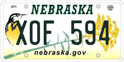 NE license plate XOF594