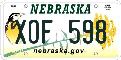 NE license plate XOF598