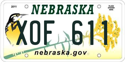 NE license plate XOF611
