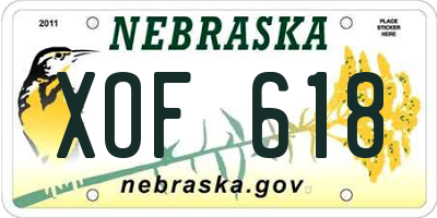 NE license plate XOF618