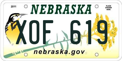 NE license plate XOF619
