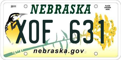 NE license plate XOF631