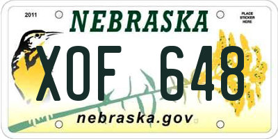 NE license plate XOF648