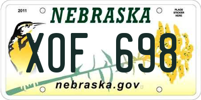NE license plate XOF698