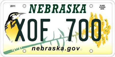 NE license plate XOF700