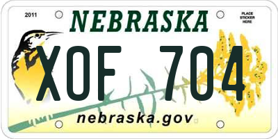 NE license plate XOF704