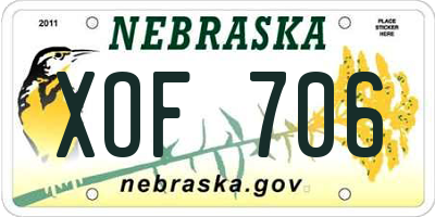 NE license plate XOF706