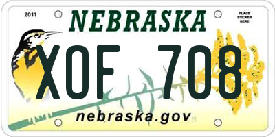 NE license plate XOF708