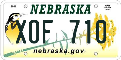 NE license plate XOF710
