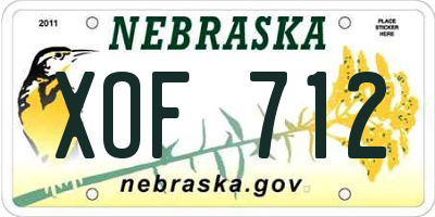 NE license plate XOF712