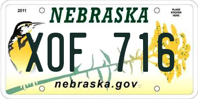 NE license plate XOF716