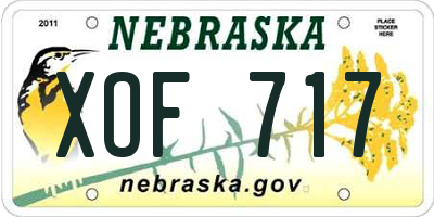 NE license plate XOF717