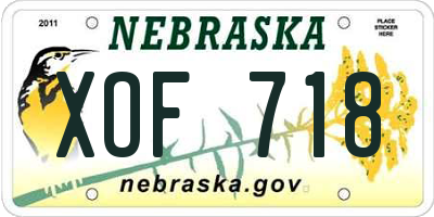 NE license plate XOF718