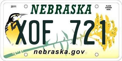 NE license plate XOF721