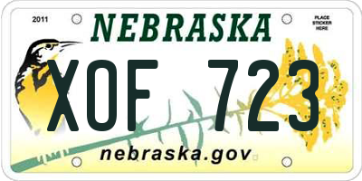 NE license plate XOF723