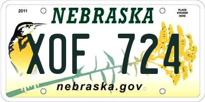 NE license plate XOF724