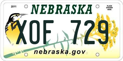 NE license plate XOF729