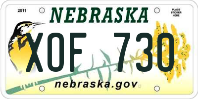 NE license plate XOF730
