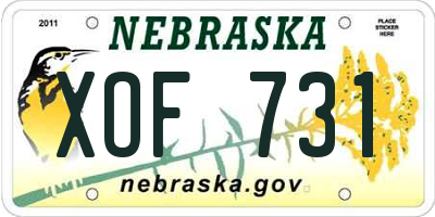 NE license plate XOF731