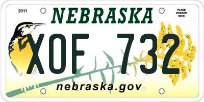 NE license plate XOF732