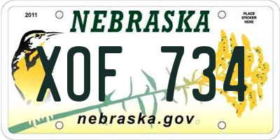 NE license plate XOF734