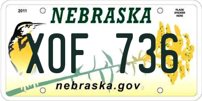 NE license plate XOF736