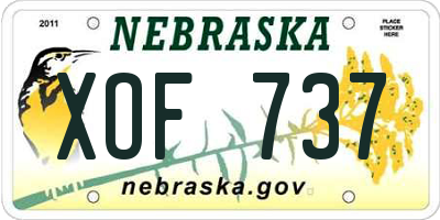 NE license plate XOF737