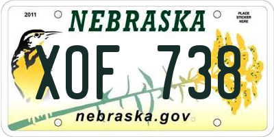 NE license plate XOF738