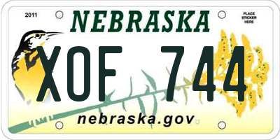 NE license plate XOF744