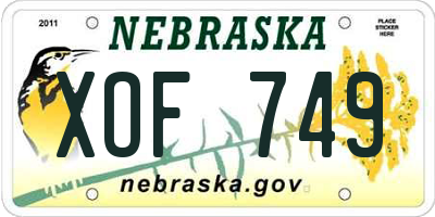 NE license plate XOF749