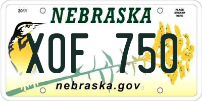 NE license plate XOF750