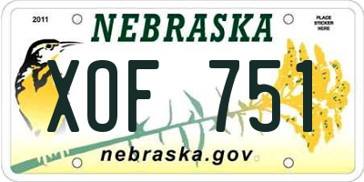 NE license plate XOF751