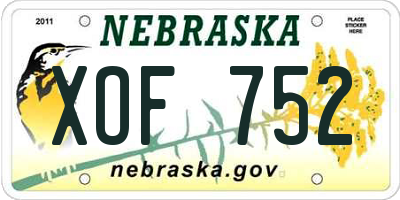 NE license plate XOF752