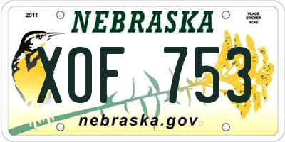 NE license plate XOF753