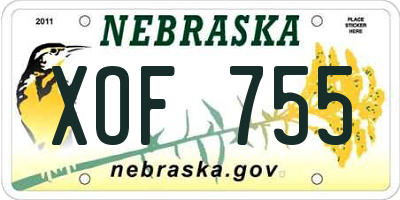 NE license plate XOF755
