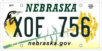 NE license plate XOF756