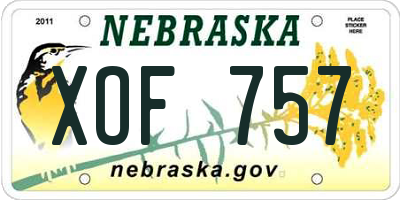 NE license plate XOF757