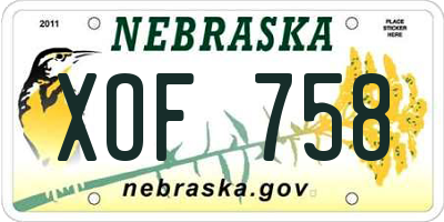 NE license plate XOF758