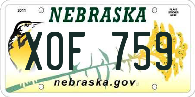 NE license plate XOF759