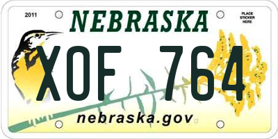NE license plate XOF764